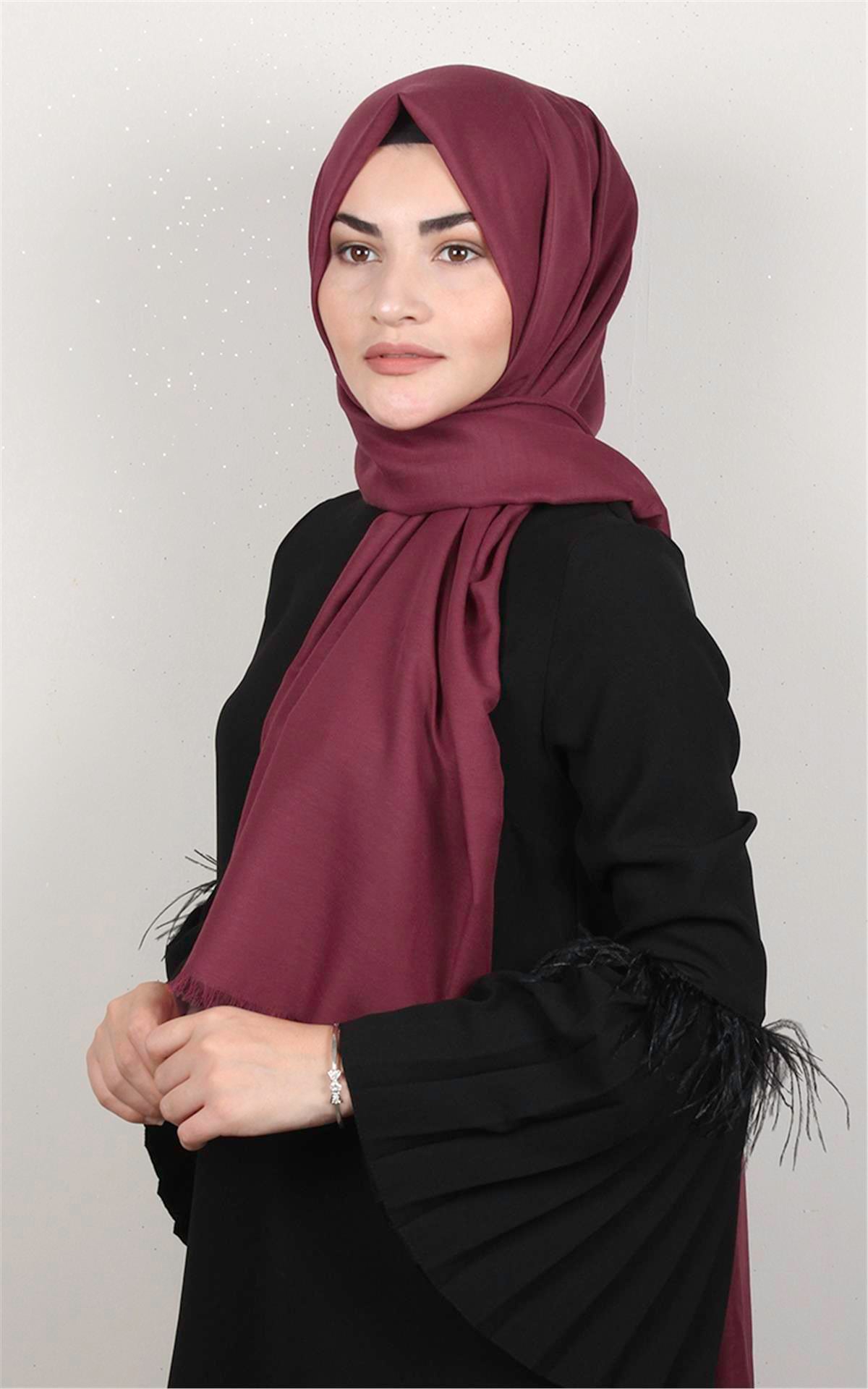 Pamuklu Düz Şal 2803-6 Bordo