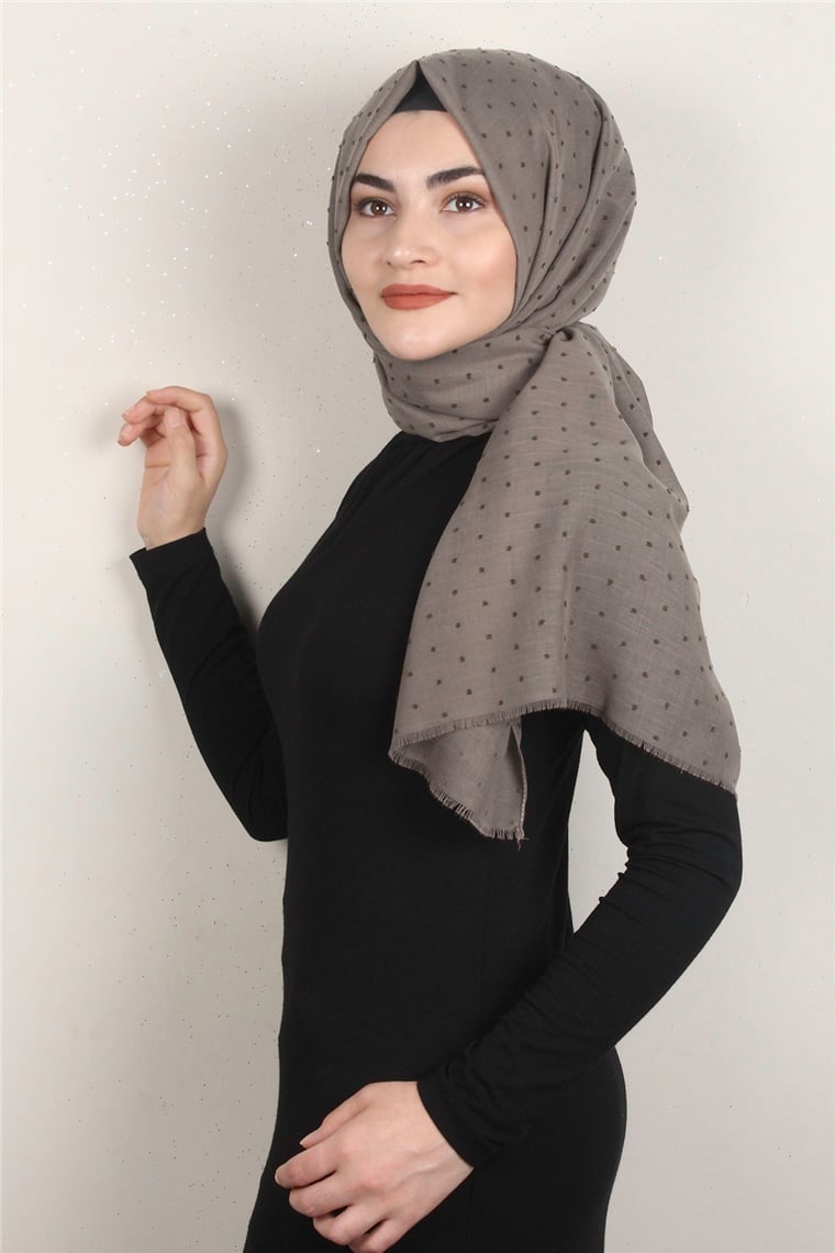 Pamuklu Pıt Pıt Şal 3092-14 Sütlü Kahve