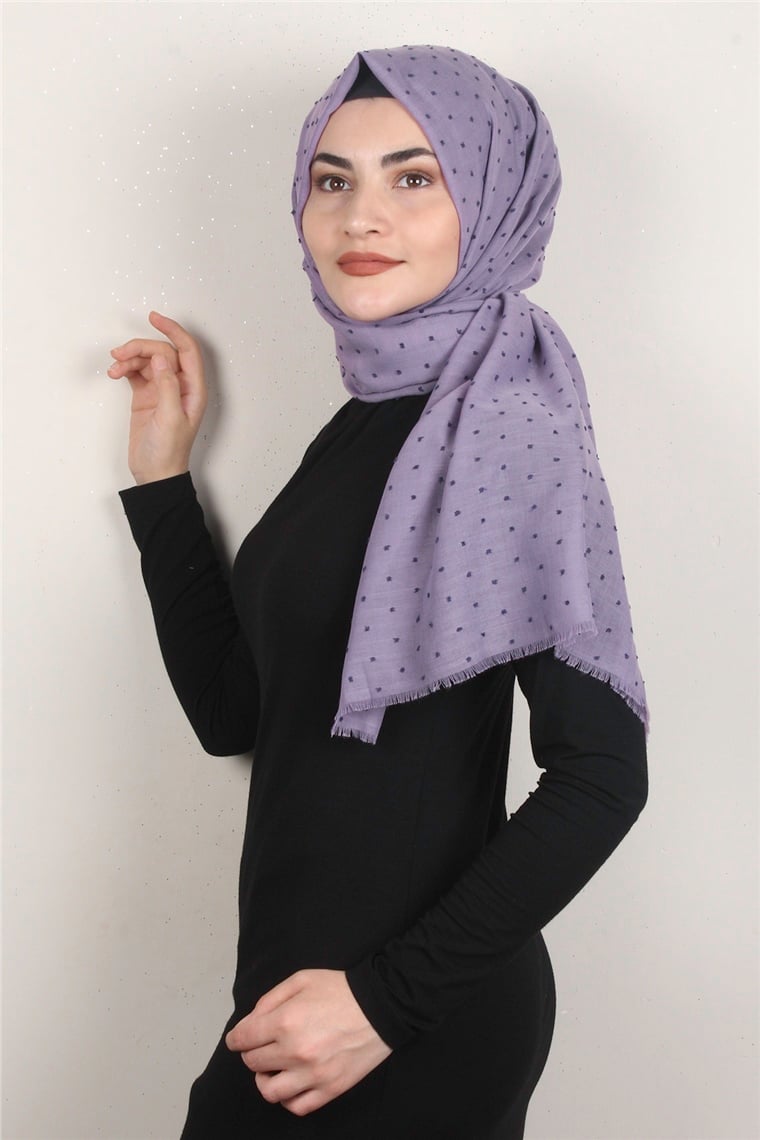 Pamuklu Pıt Pıt Şal 3092-21 Lila