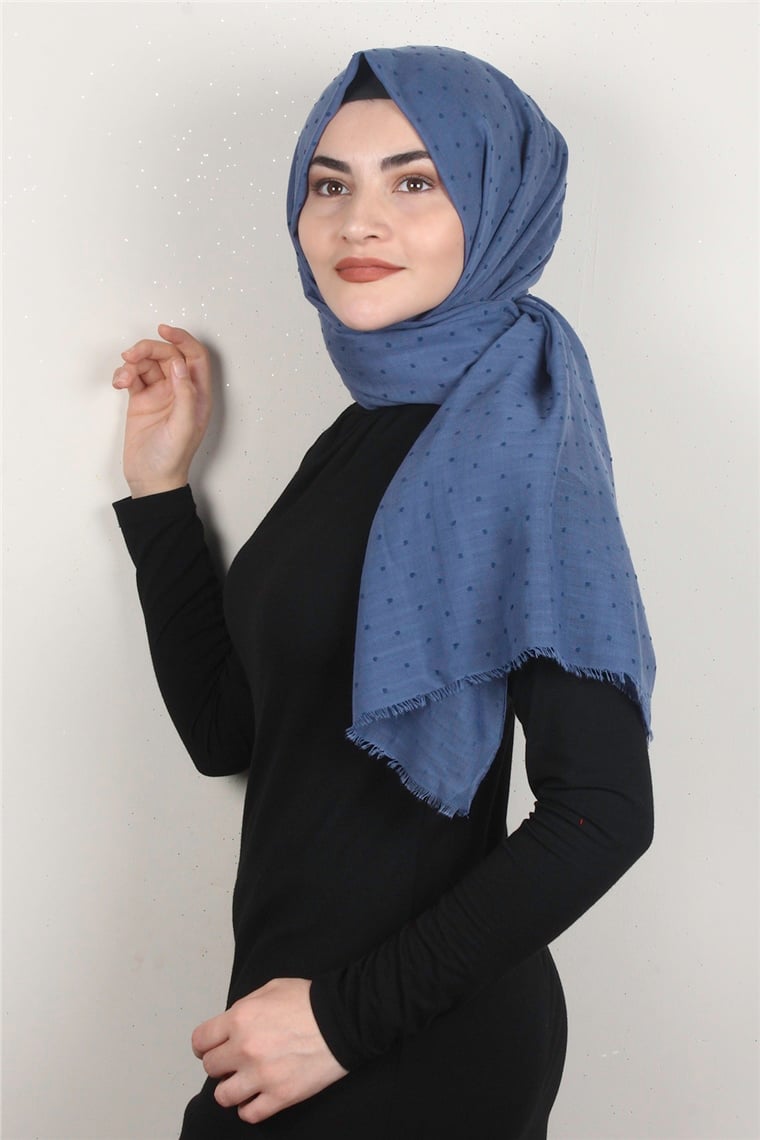 Pamuklu Pıt Pıt Şal 3092-24 İndigo