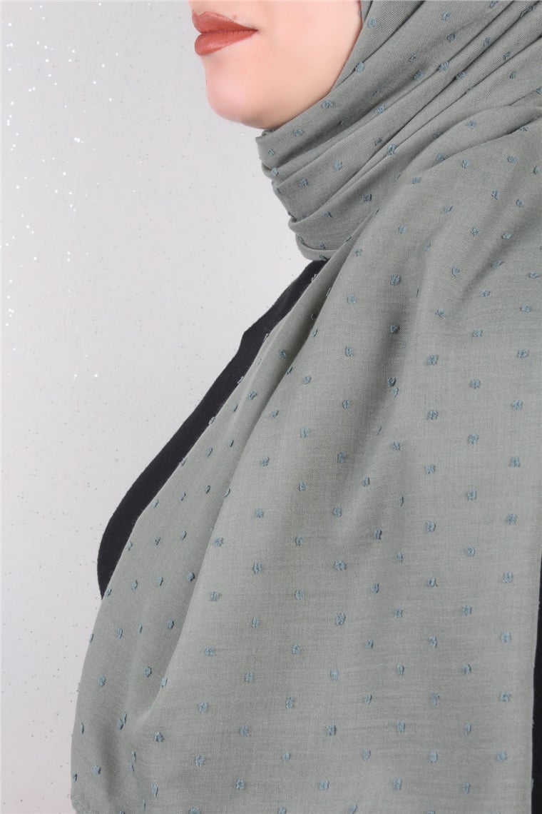 Pamuklu Pıt Pıt Şal 3092-40 Mint Yeşili