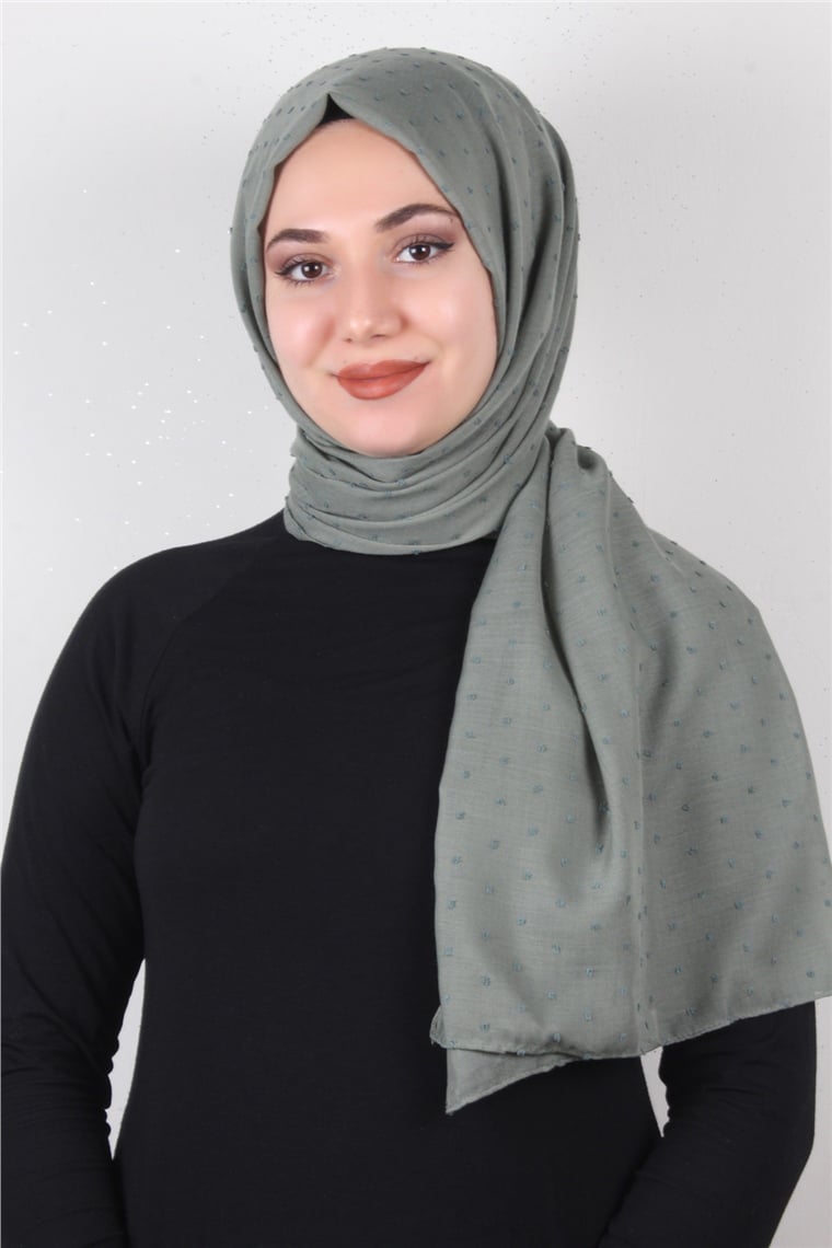 Pamuklu Pıt Pıt Şal 3092-40 Mint Yeşili