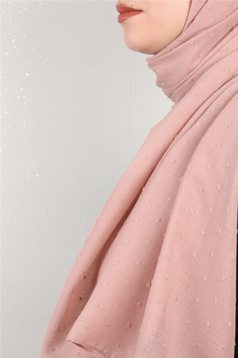 Pamuklu Pıt Pıt Şal 3092-41 Pudra