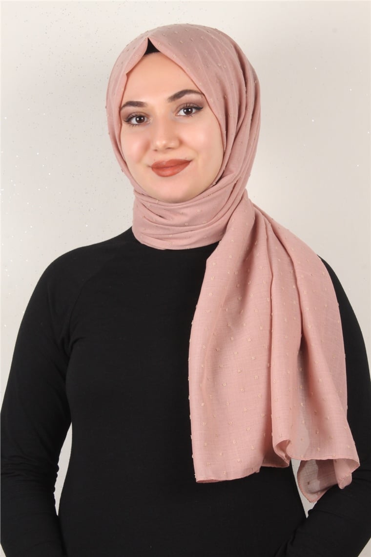 Pamuklu Pıt Pıt Şal 3092-41 Pudra