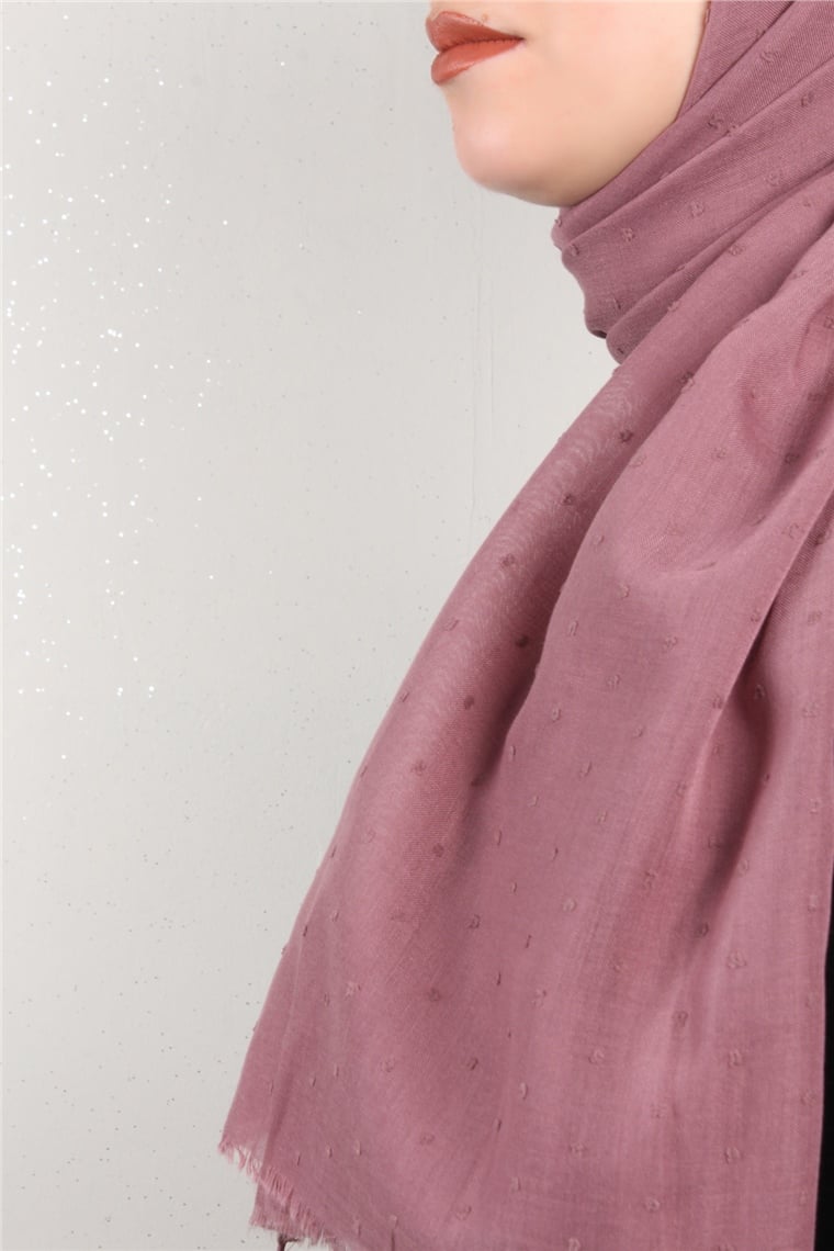 Pamuklu Pıt Pıt Şal 3092-43 Gül Kurusu