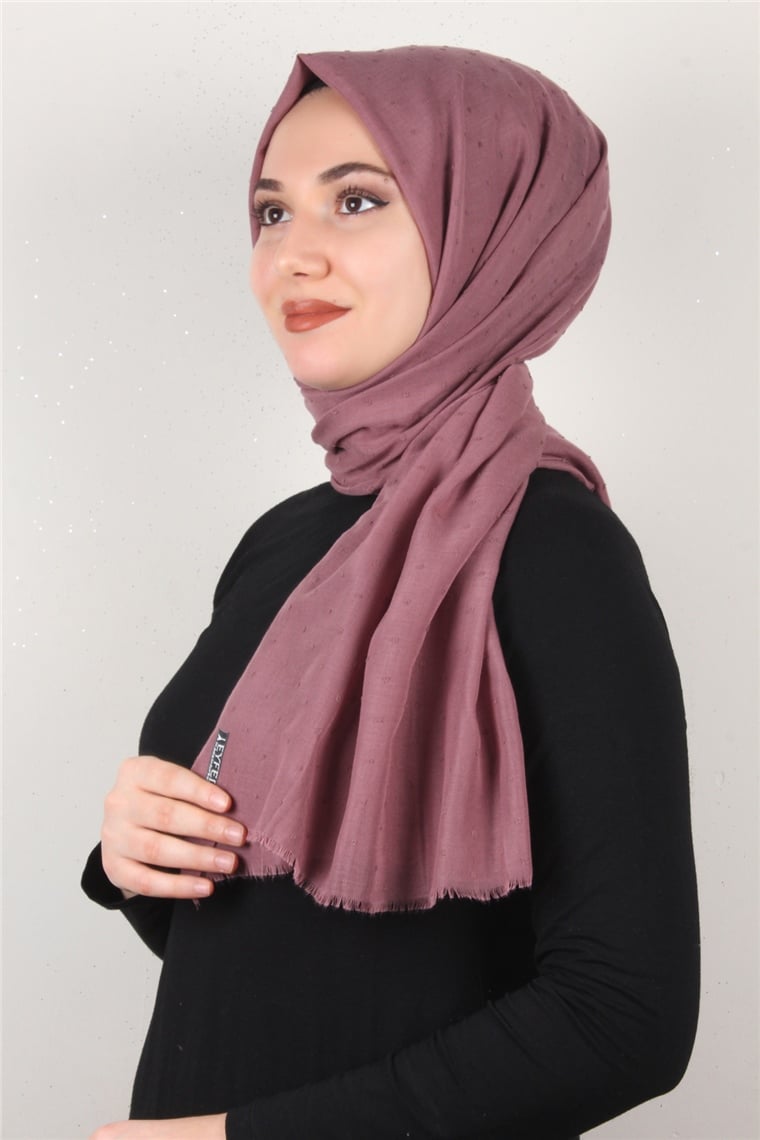 Pamuklu Pıt Pıt Şal 3092-43 Gül Kurusu