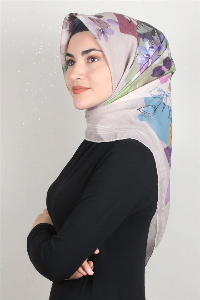 Pamuklu Soft Eşarp 3325-2 Desenli