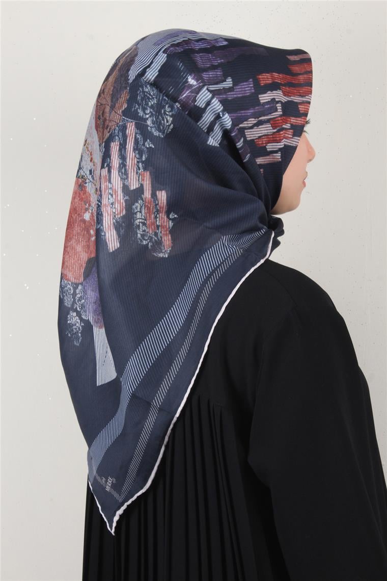 Pamuklu Soft Eşarp 3339-2 Lacivert