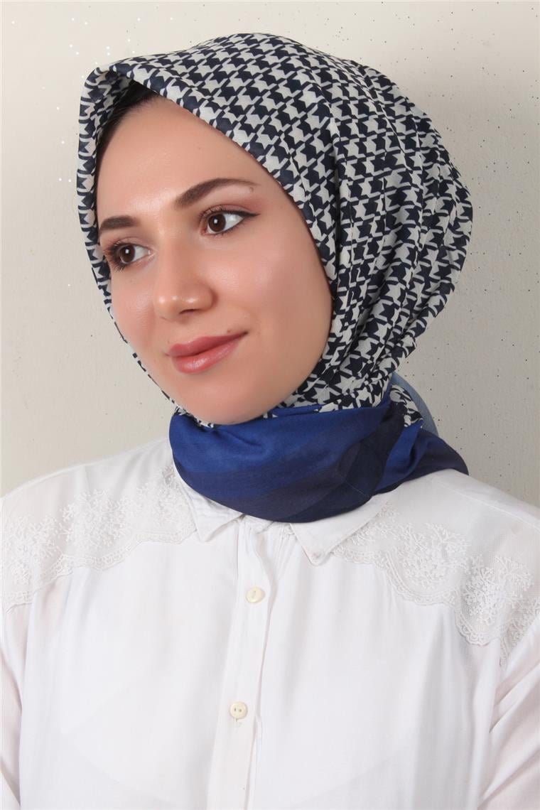 Pamuklu Soft Eşarp 3340-9 Mavi