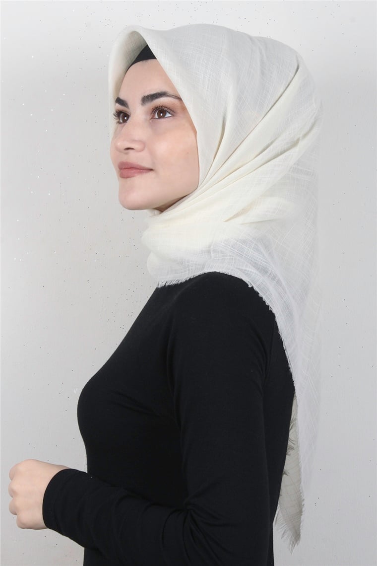 Pamuklu Trend Eşarp 9914-53 Kırık Beyaz