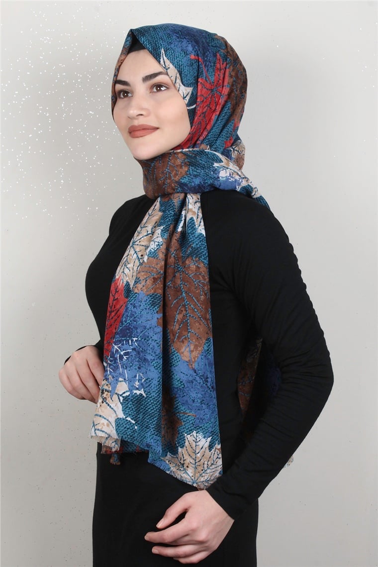 Pamuklu Twist Şal 1265-12 Petrol Mavisi