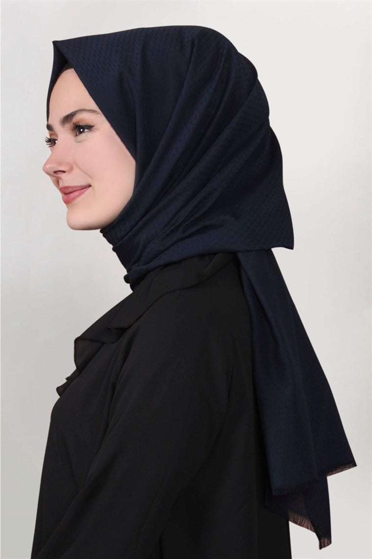 Pamuklu Twist Şal 1276-5 Lacivert