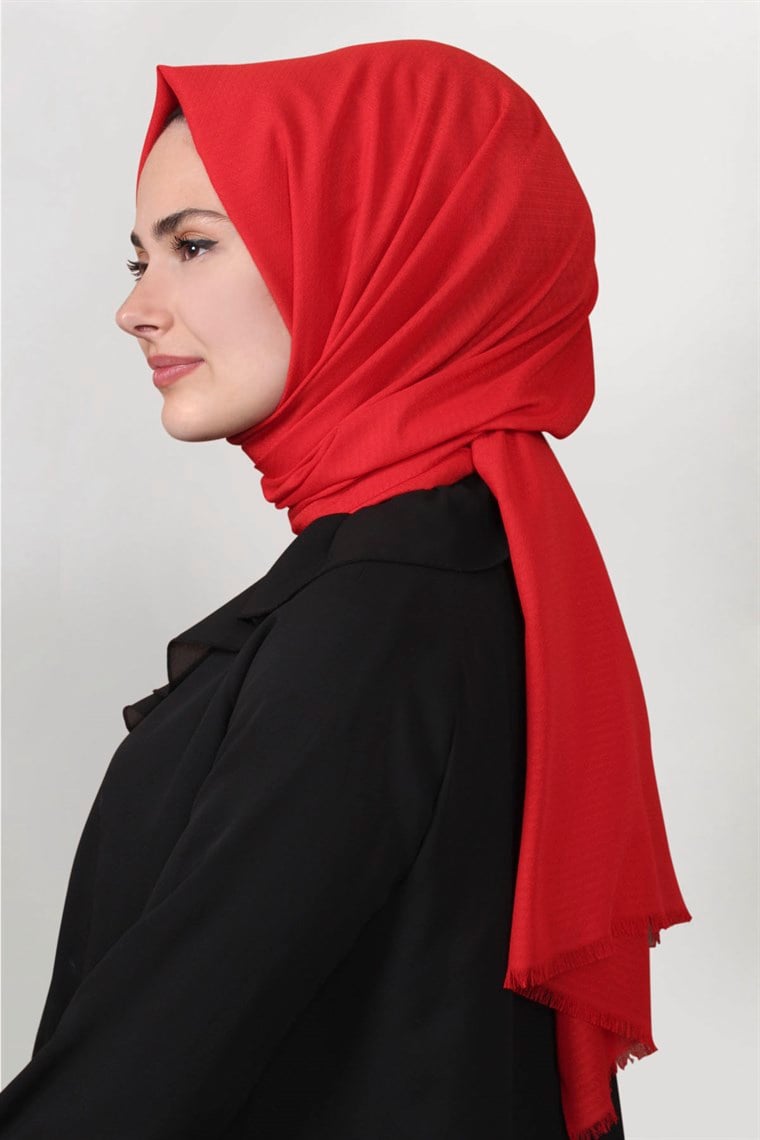 Pamuklu Twist Şal 1277-17 Kırmızı