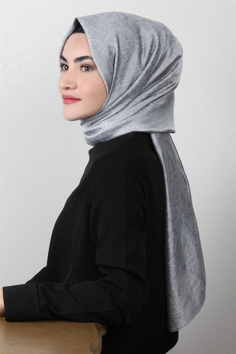 Piramit Desenli Cazz Şal 1459-12 Gri
