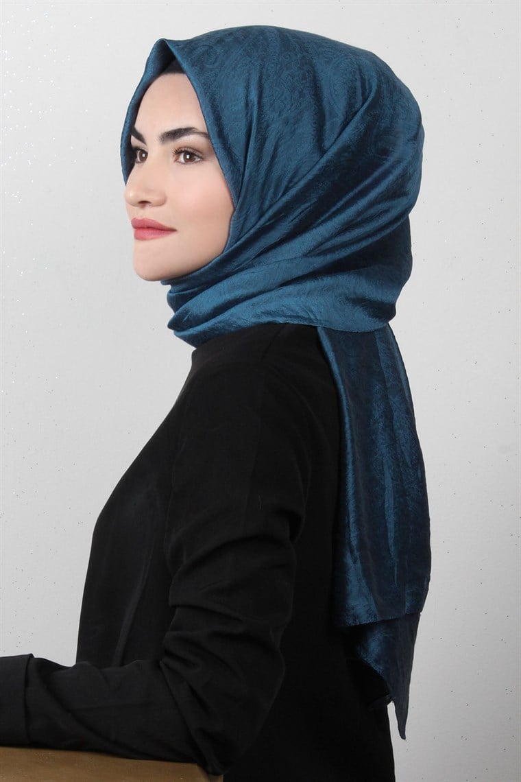Piramit Desenli Cazz Şal 1459-15 İndigo