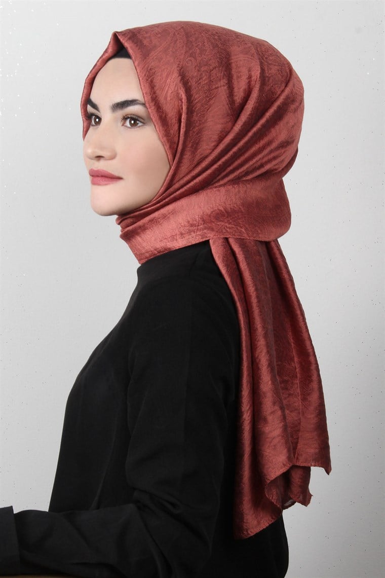 Piramit Desenli Cazz Şal 1459-2 Bakır