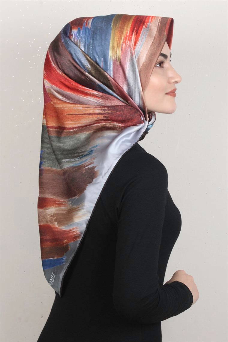 Piramit Dijital Eşarp 1352-11 Zümrüt Yeşili