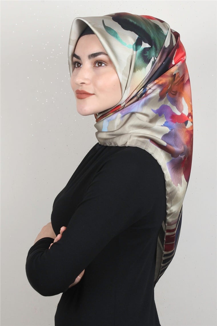 Piramit Dijital Eşarp 1353-11 Haki