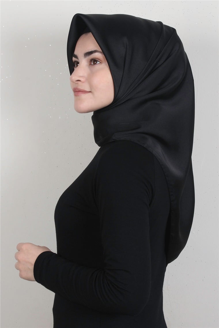 Piramit Düz Renk Eşarp 1340-15 Siyah