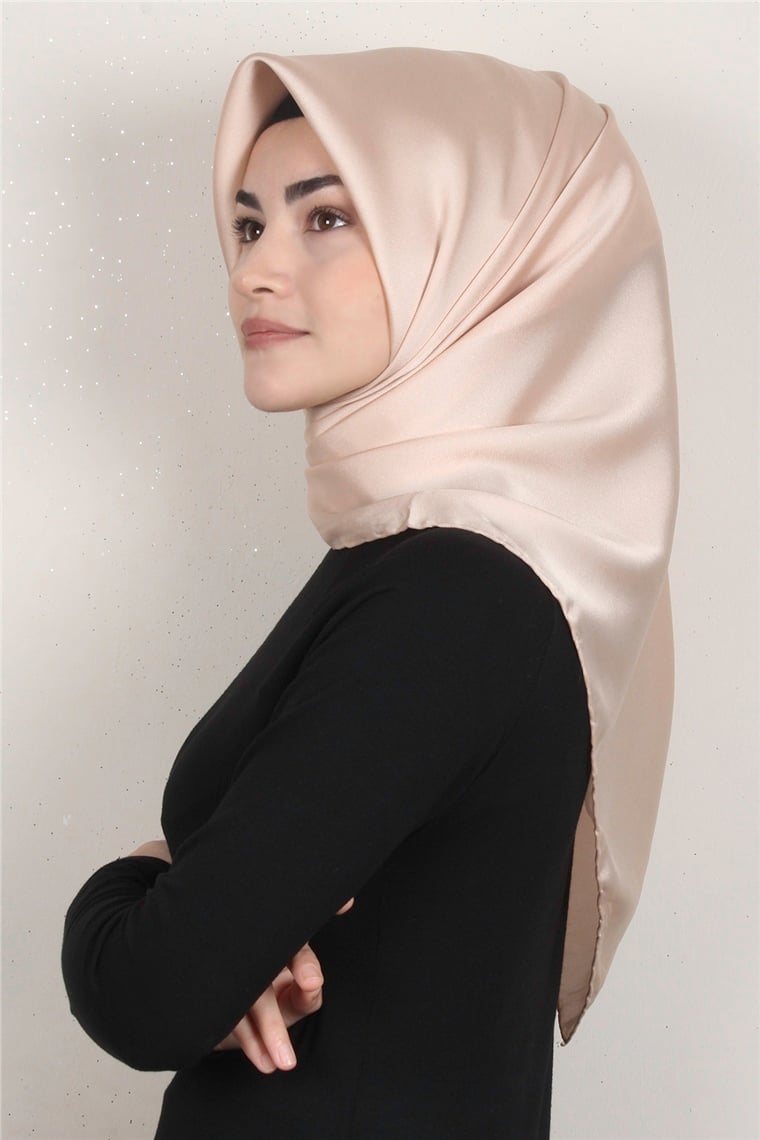 Piramit Düz Renk Eşarp 1340-35 Koyu Bej