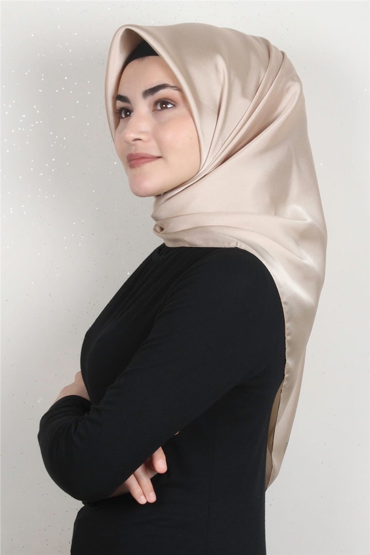 Piramit Düz Renk Eşarp 1340-65 Koyu Krem