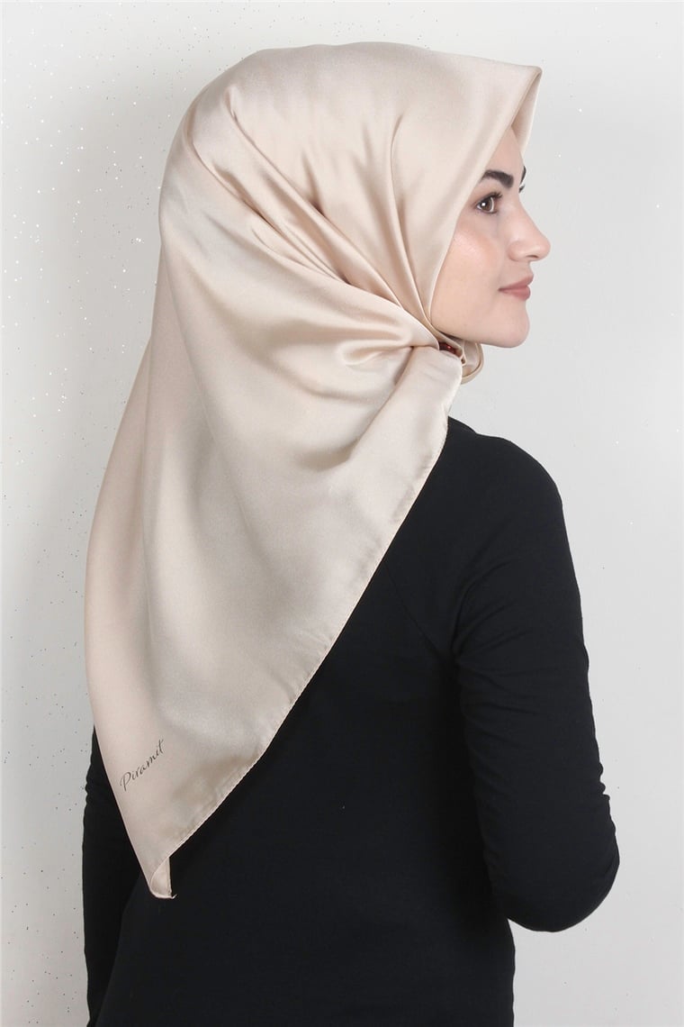 Piramit Düz Renk Eşarp 1340-65 Koyu Krem