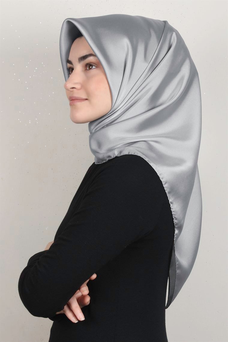 Piramit Düz Renk Eşarp 1340-68 Gümüş