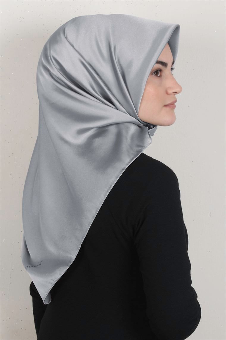 Piramit Düz Renk Eşarp 1340-68 Gümüş