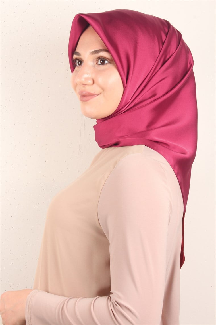Piramit Düz Renk Eşarp 1340-77 Bordo