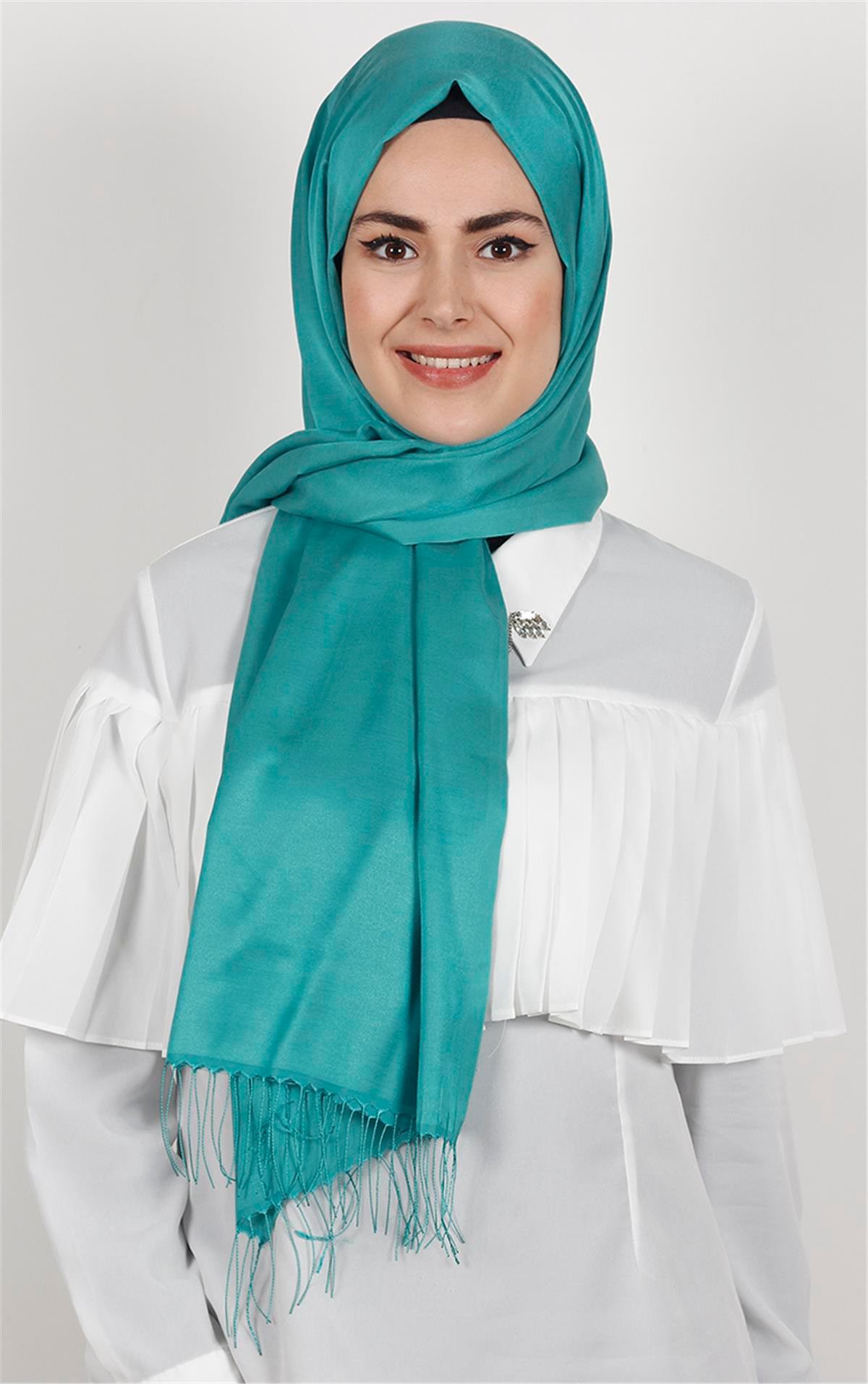 Piramit İpeksi Şal 2806-16 Gök Mavi