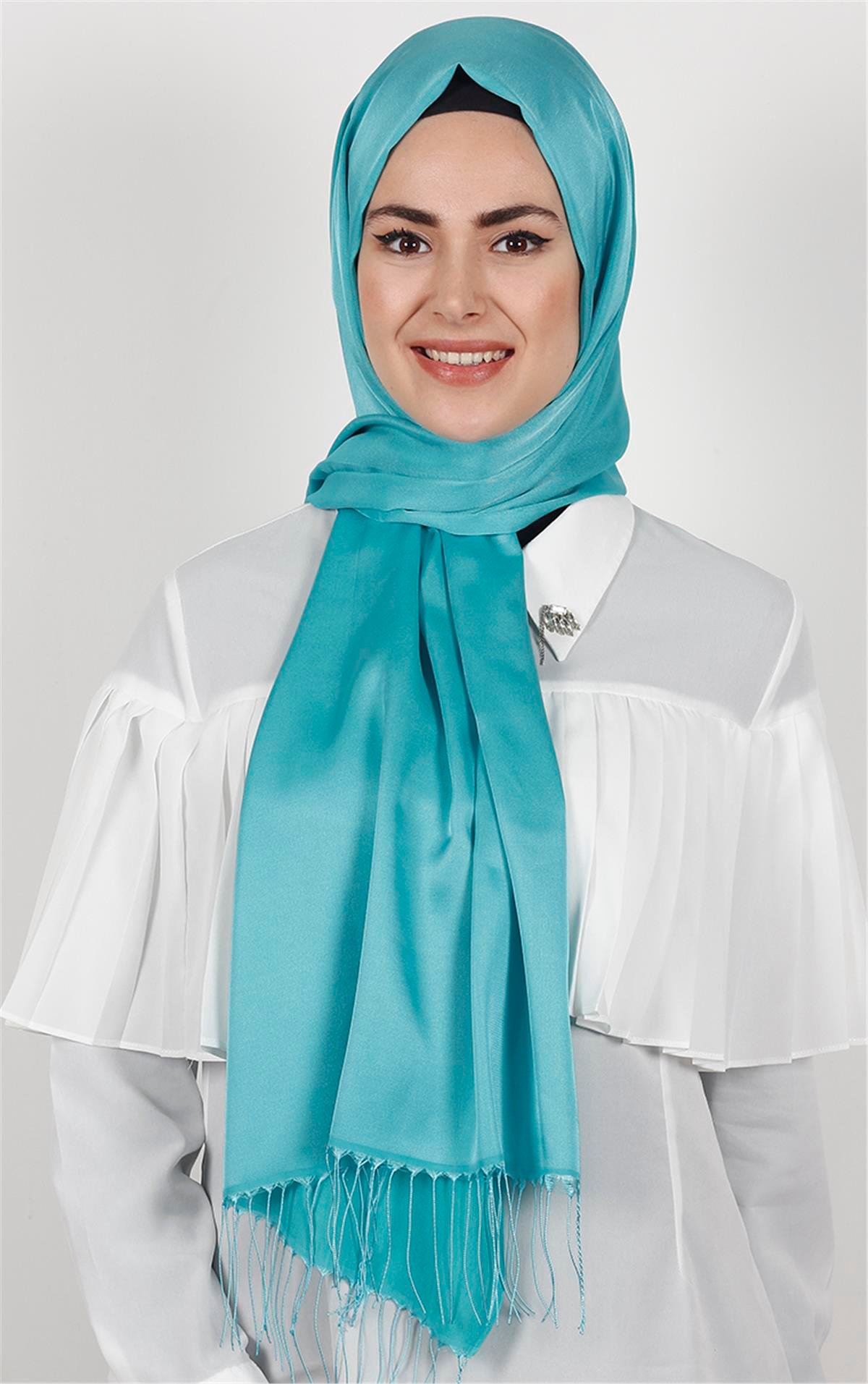 Piramit İpeksi Şal 2806-23 Gök Mavi