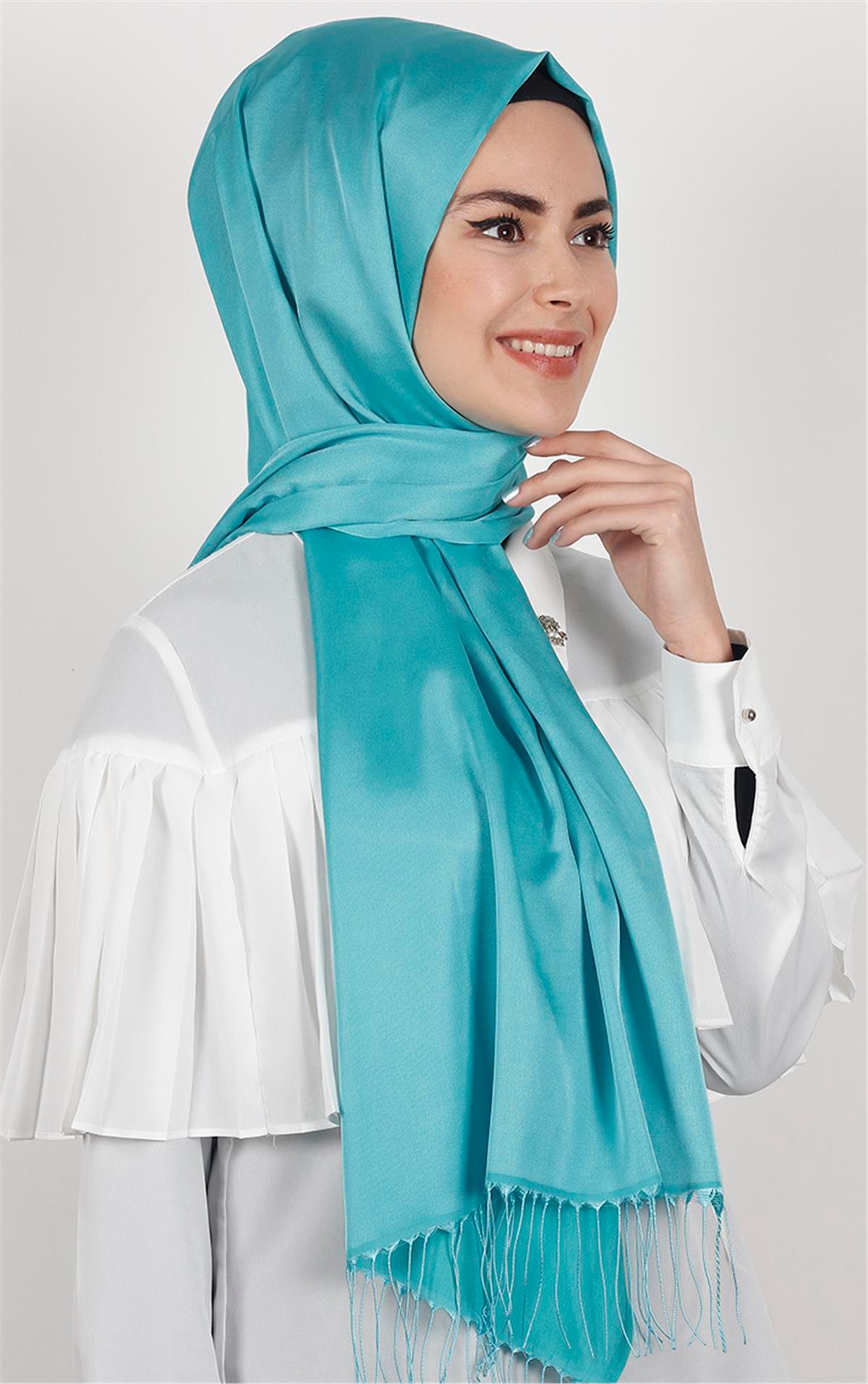 Piramit İpeksi Şal 2806-23 Gök Mavi