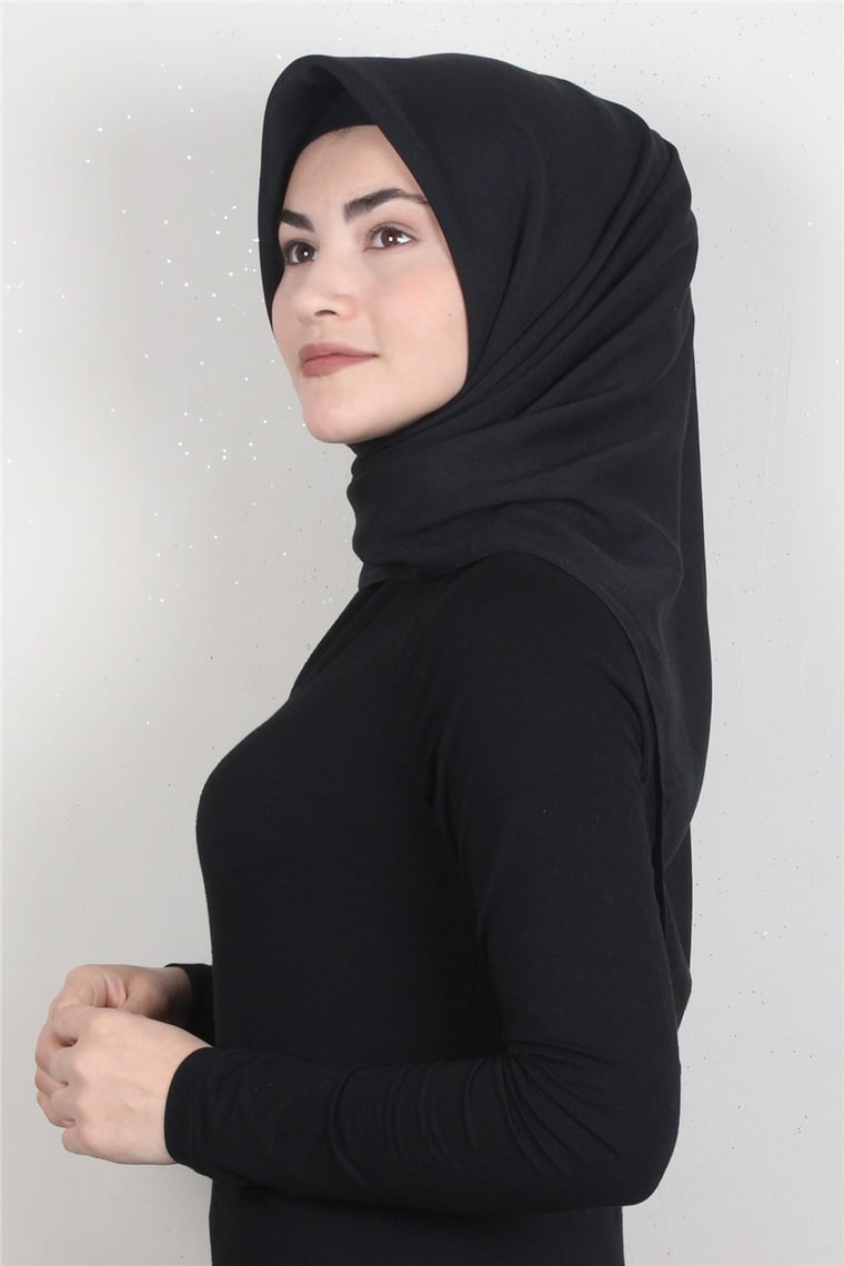 Piramit Keten Eşarp 1395-41 Siyah