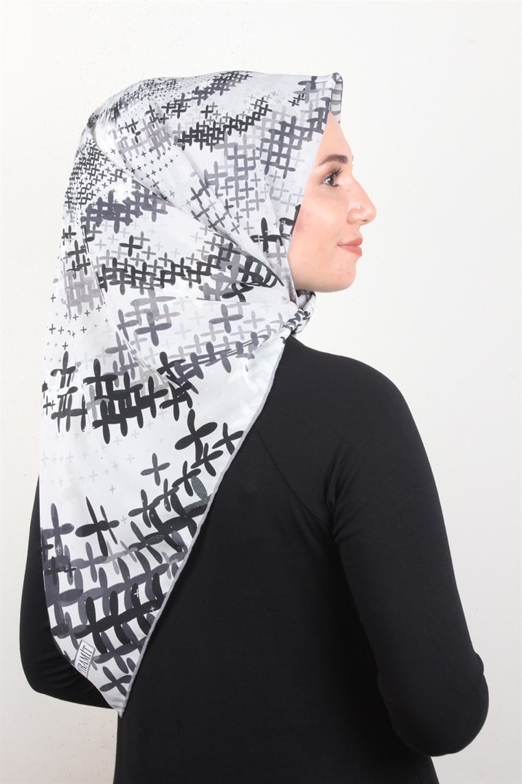 Piramit Krep Eşarp 116-0007-06 Gri