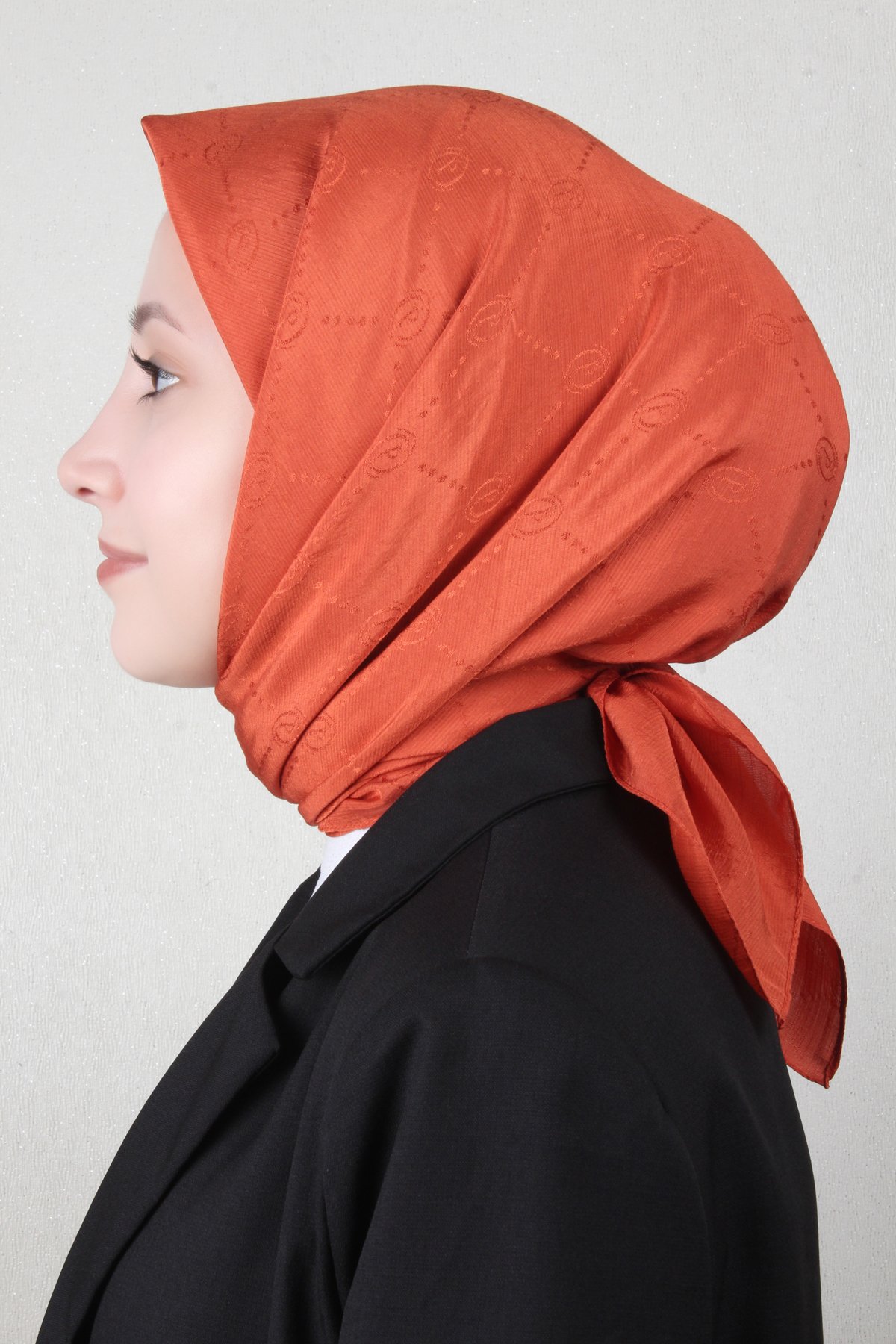 Piramit Monogram Eşarp 4117-14 Kiremit