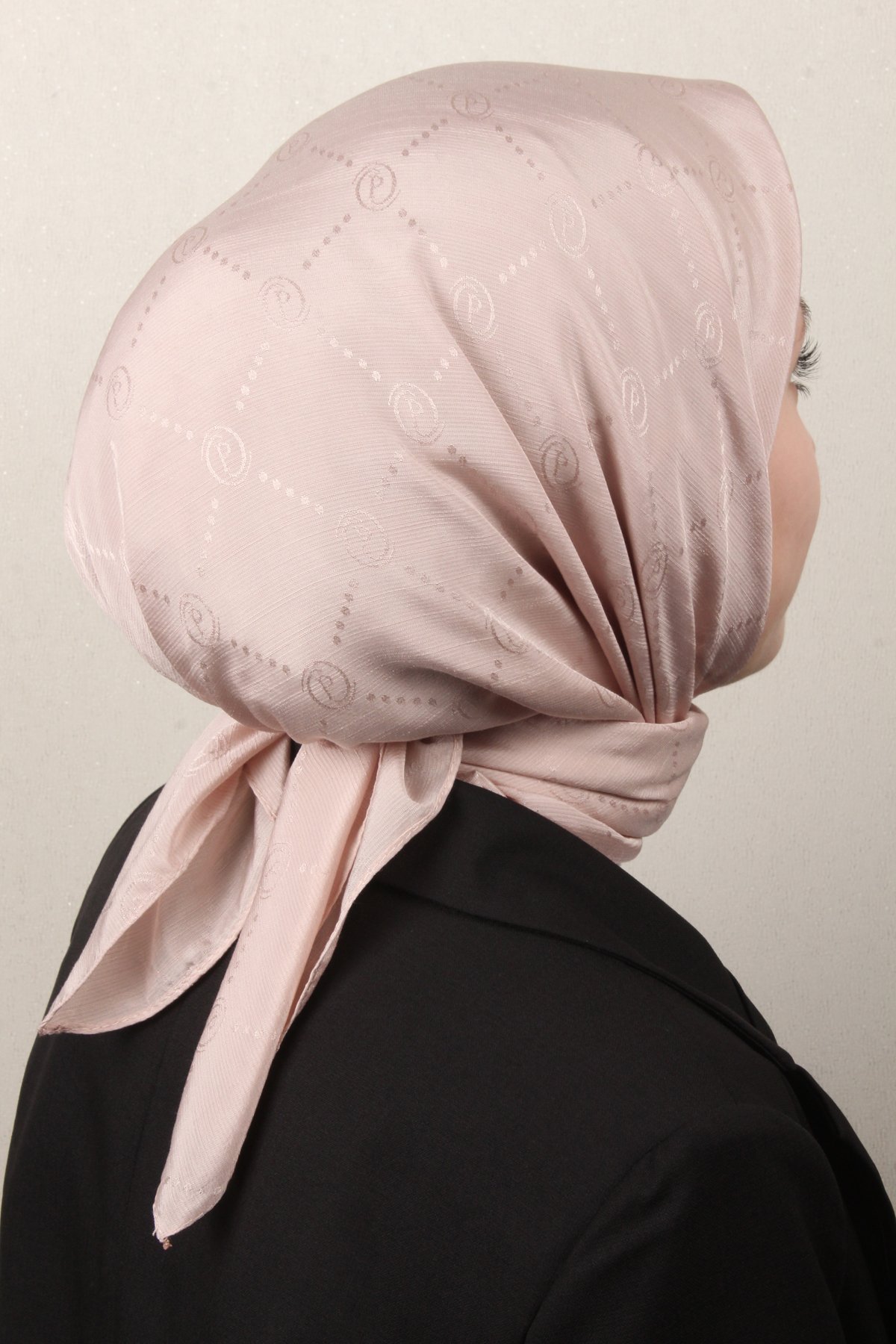 Piramit Monogram Eşarp 4117-18 Açık Pembe