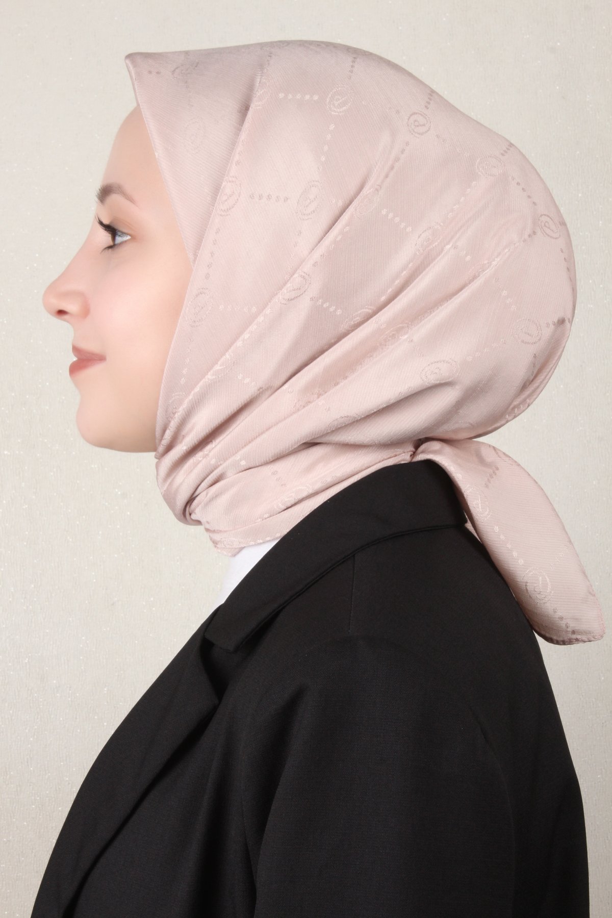 Piramit Monogram Eşarp 4117-18 Açık Pembe