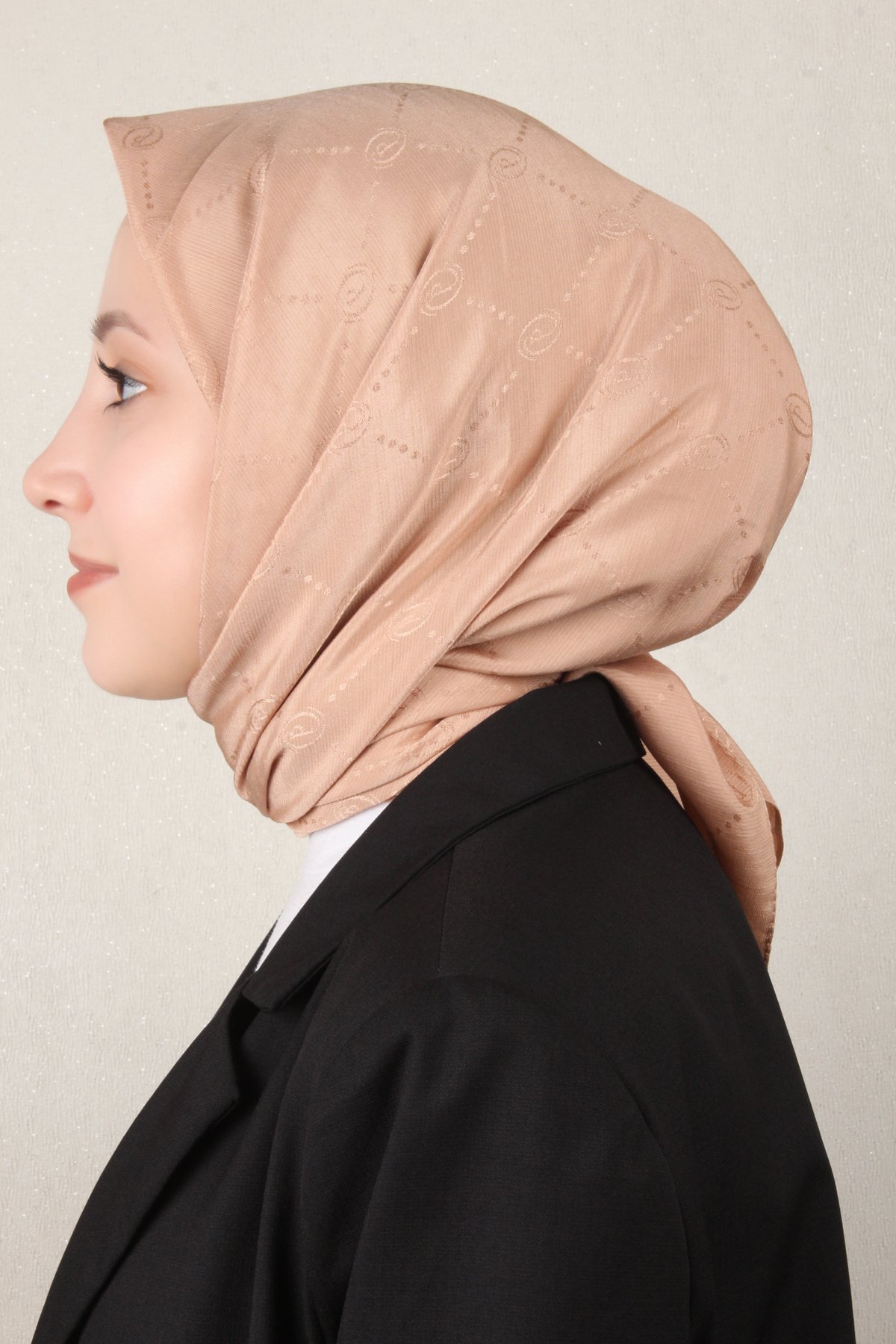 Piramit Monogram Eşarp 4117-21 Ten