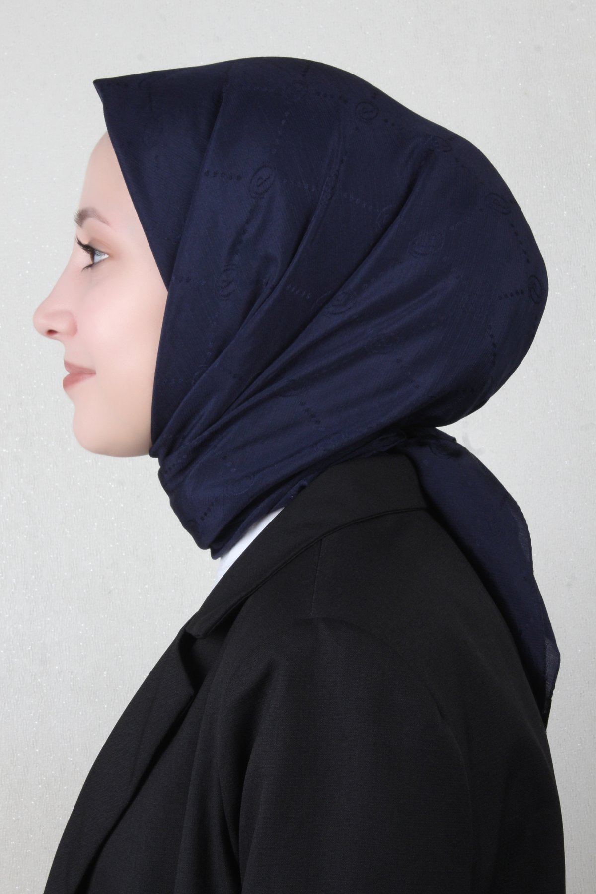 Piramit Monogram Eşarp 4117-22 Lacivert