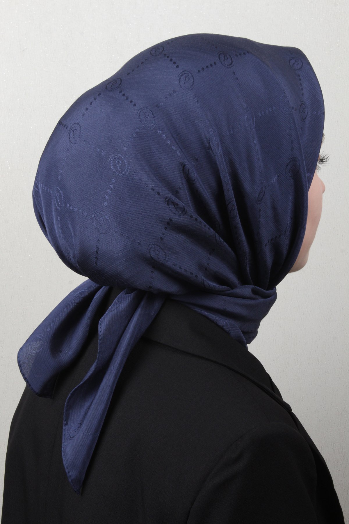 Piramit Monogram Eşarp 4117-25 Lacivert