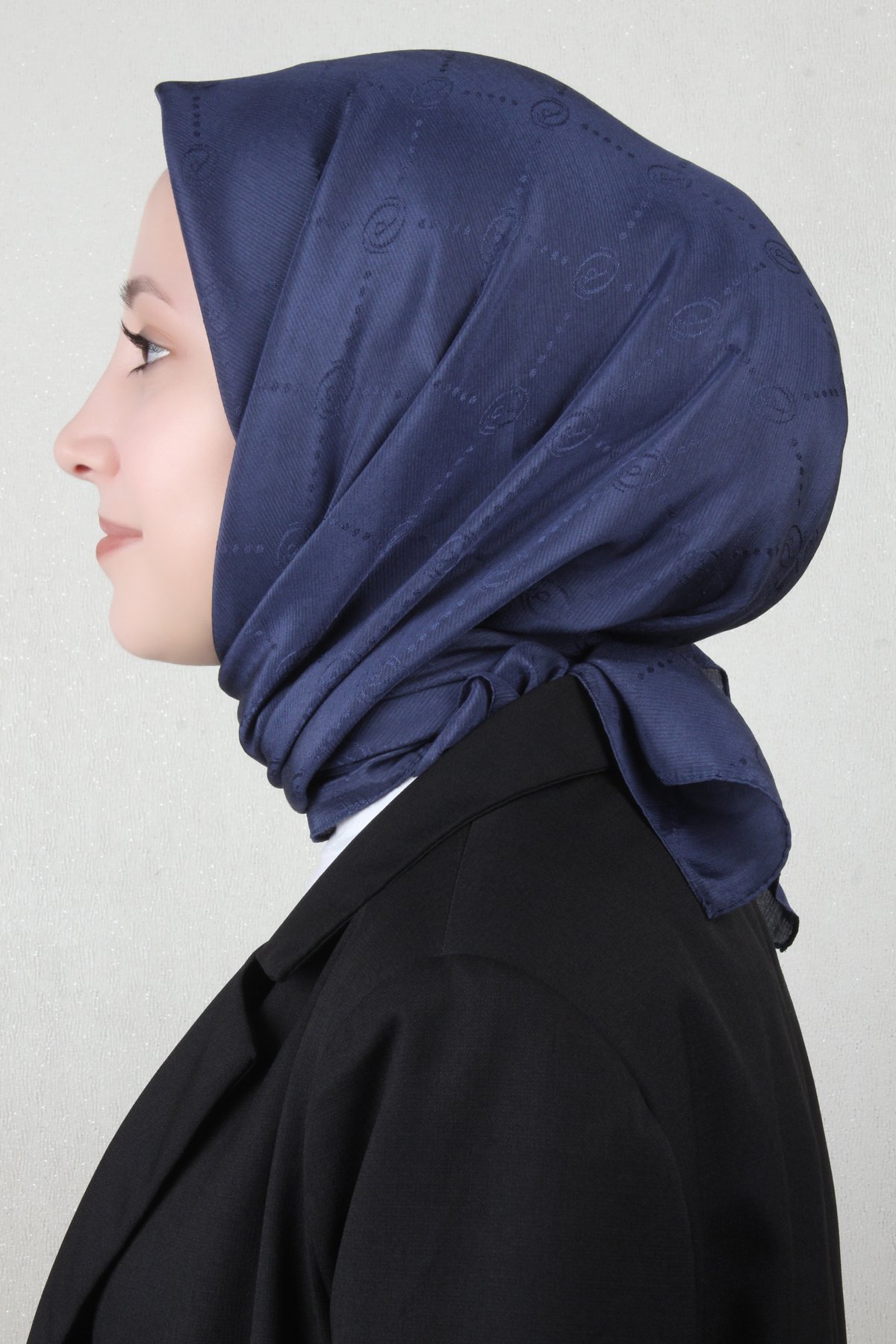 Piramit Monogram Eşarp 4117-25 Lacivert