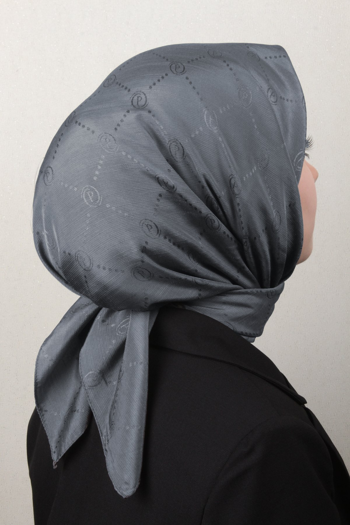 Piramit Monogram Eşarp 4117-3 Füme