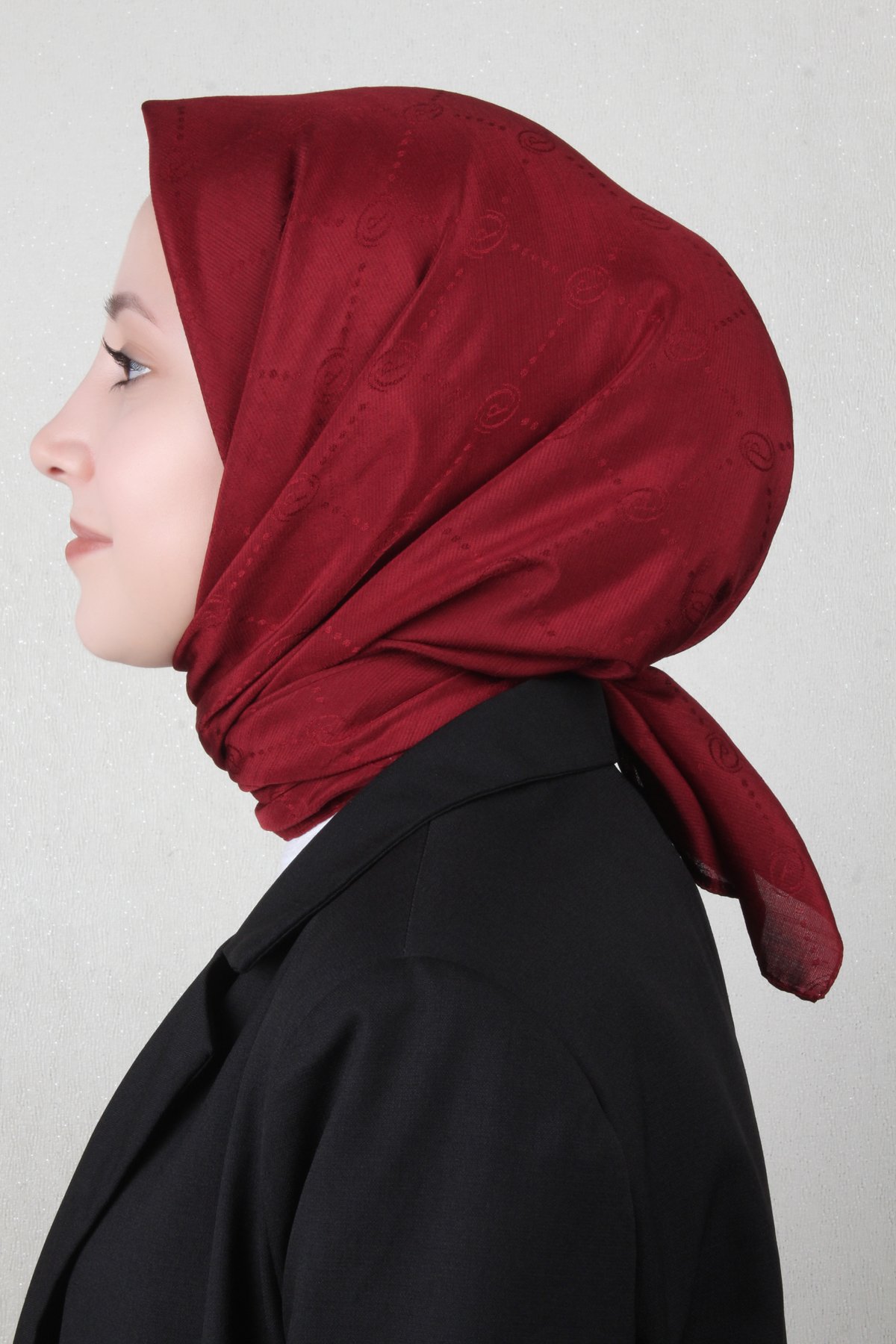 Piramit Monogram Eşarp 4117-30 Bordo