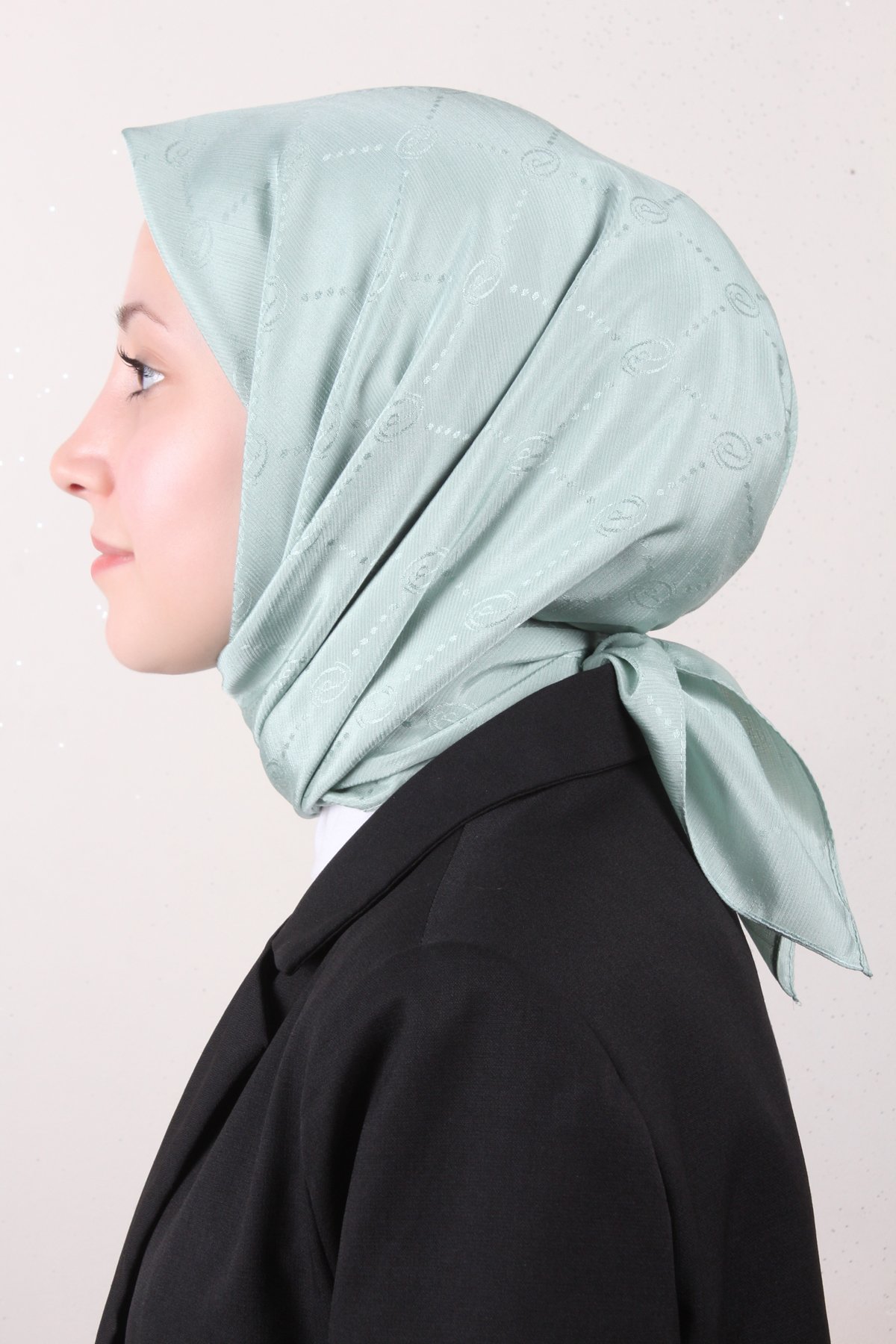 Piramit Monogram Eşarp 4117-32 Mint Yeşili