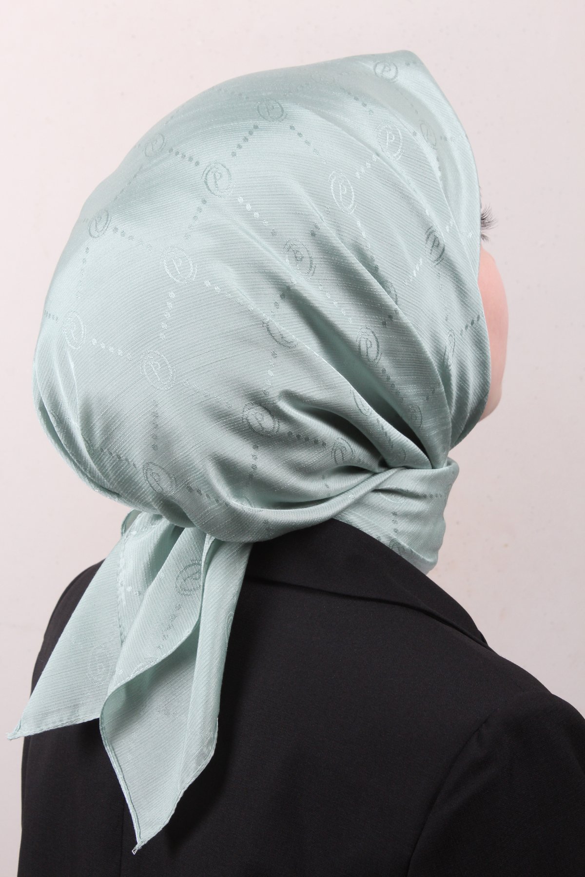 Piramit Monogram Eşarp 4117-32 Mint Yeşili