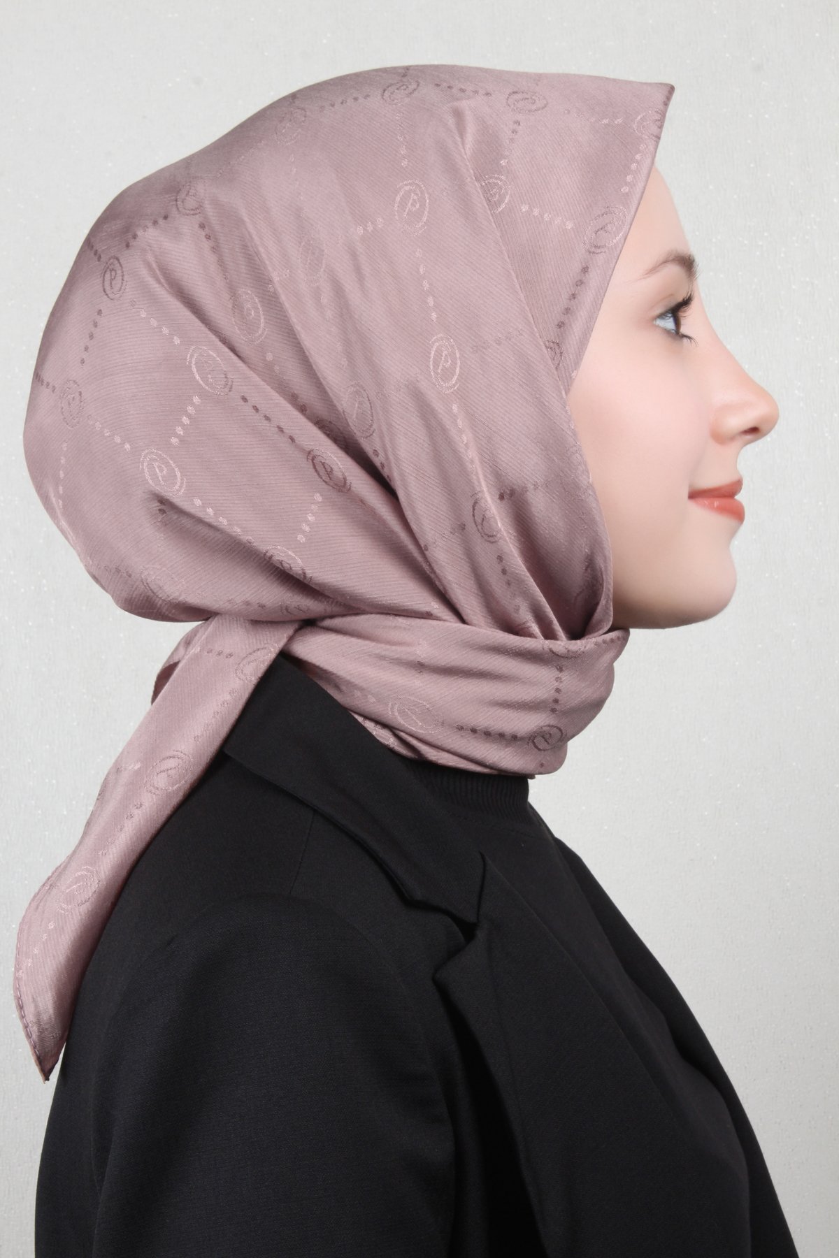 Piramit Monogram Eşarp 4117-4 Pudra