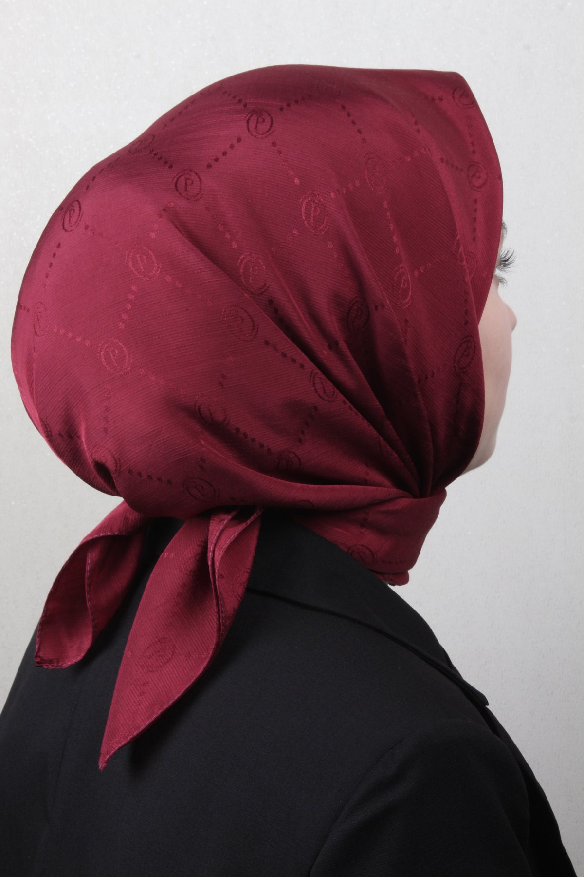 Piramit Monogram Eşarp 4117-5 Bordo