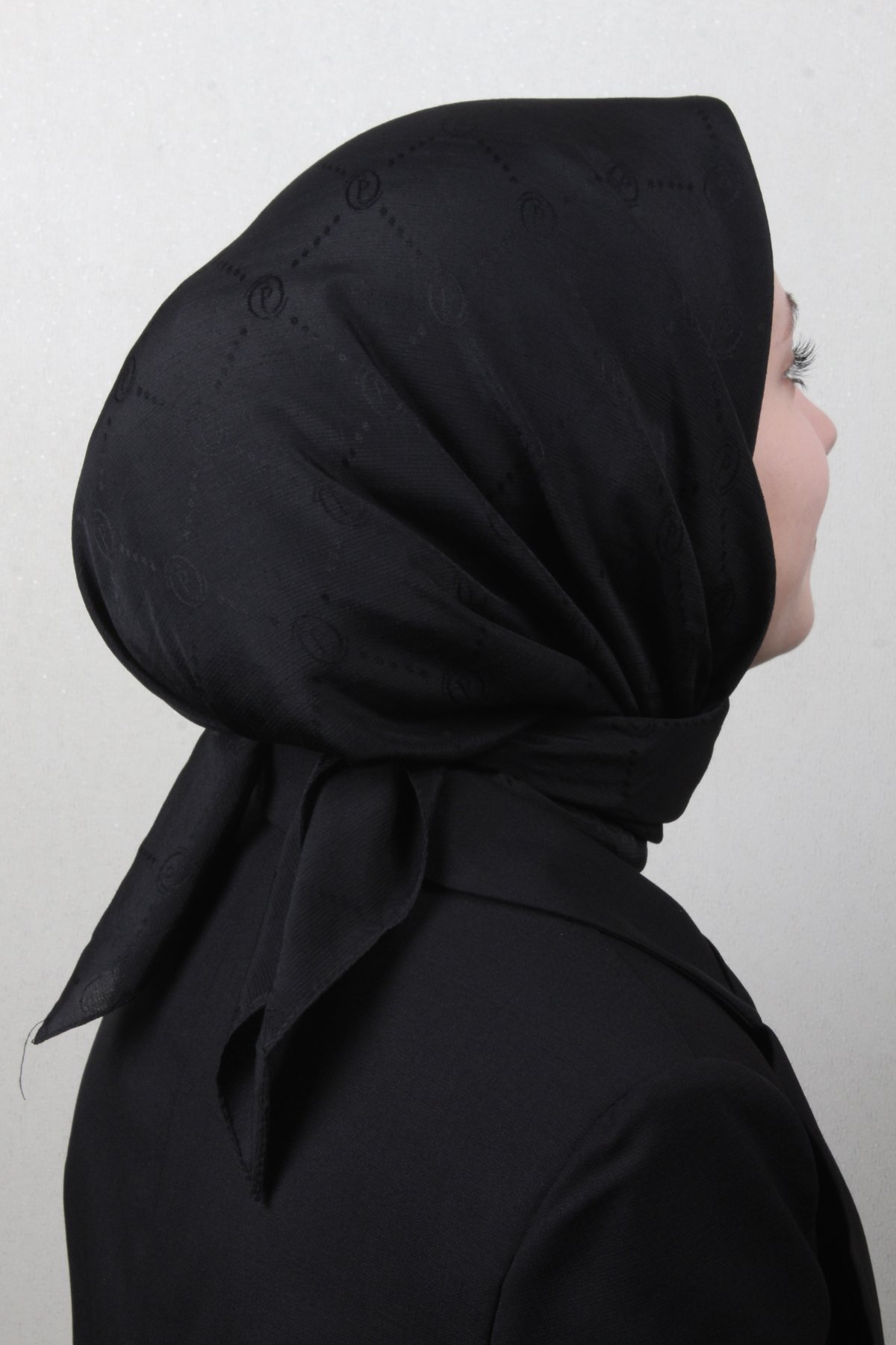 Piramit Monogram Eşarp 4117-6 Siyah
