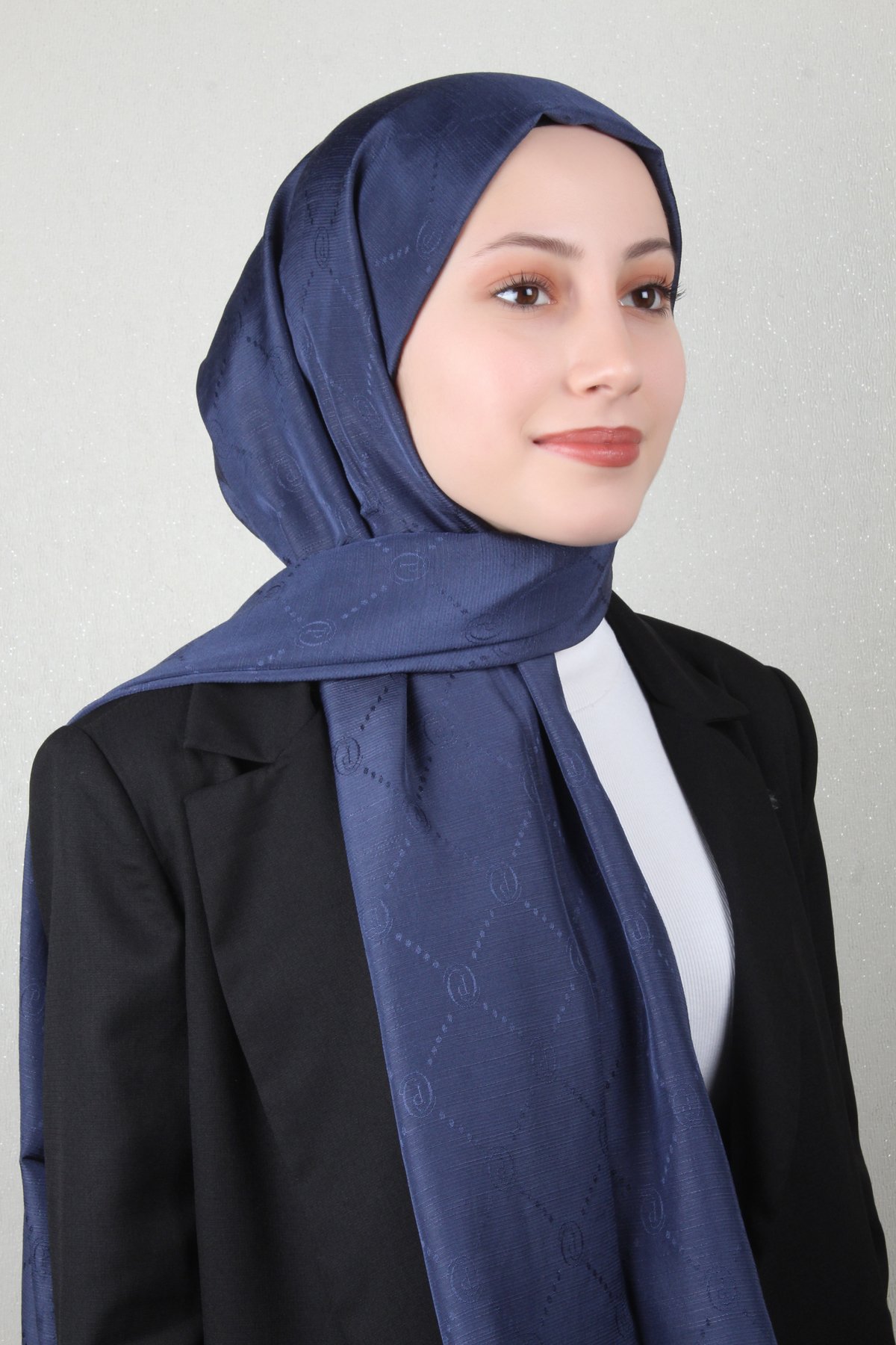 Piramit Monogram Şal 2889-11 Lacivert