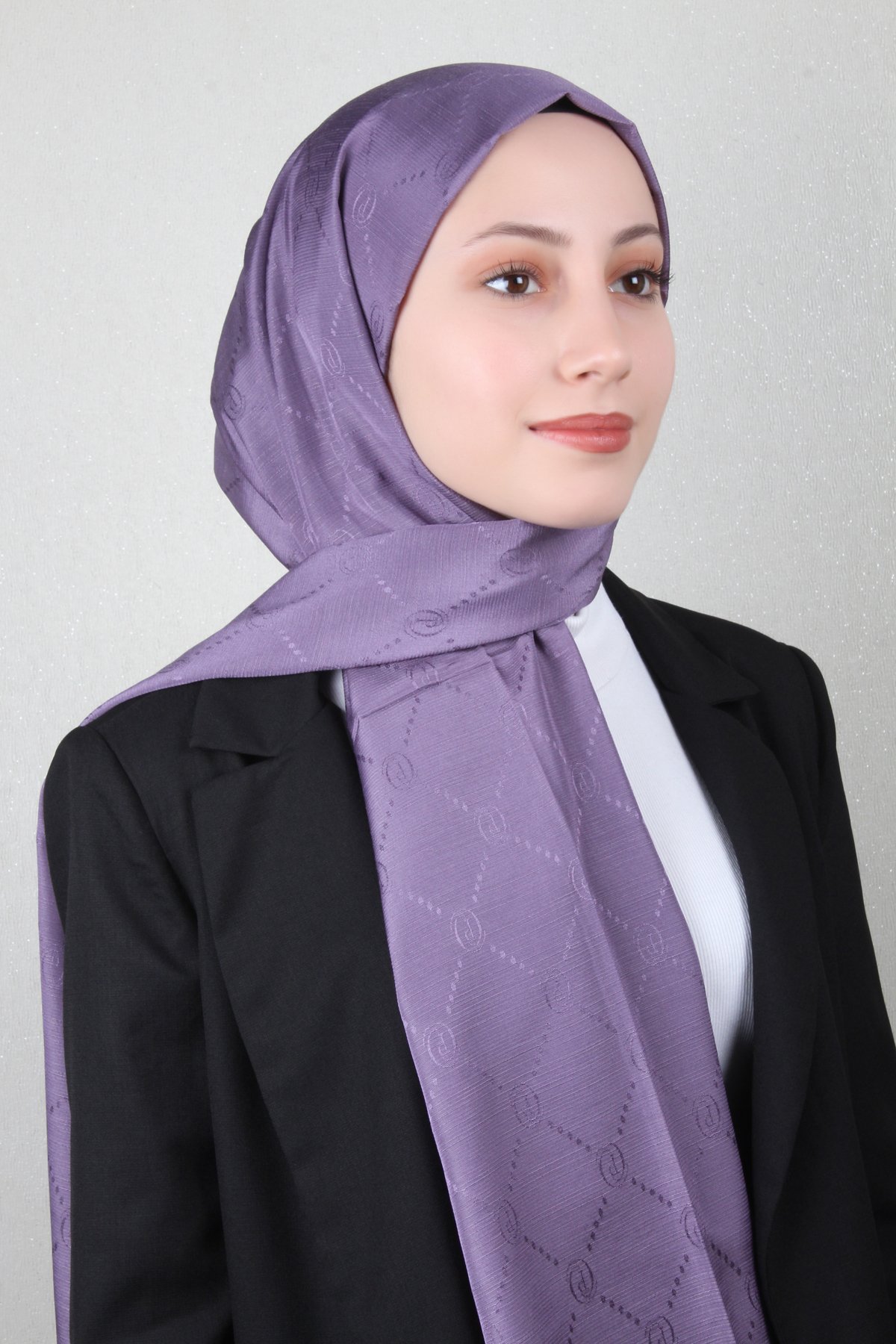 Piramit Monogram Şal 2889-13 Leylak